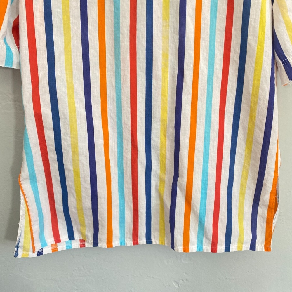Marcello Cioni Rainbow Stripe Top Women Size 44 Button Down Short Sleeve - Picture 8 of 10